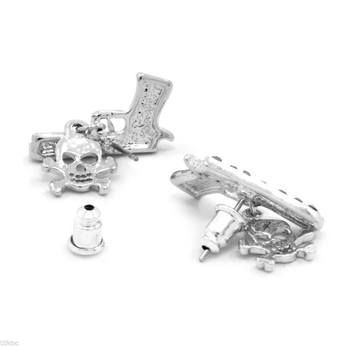 Silver Cz Pistol w/ Skull Dangle