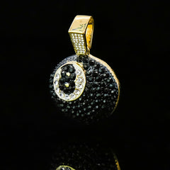 High Fashion Gold Plated AB Cuban Tennis Chains & Cz #8 Ball Pendant