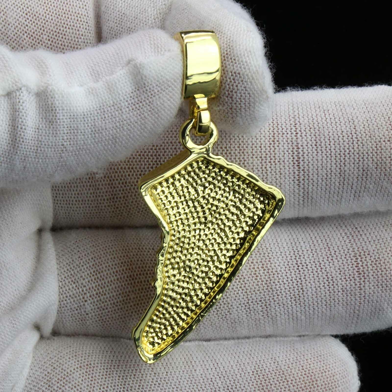Retro Plain Shoe 14k Gold Pendant 20" Inch 4mm Rope Choker Chain