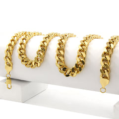 Gold Round Diamond NECKLACE 10mm Miami Cuban Link Chain – Iced Out Gold Pendant Necklace