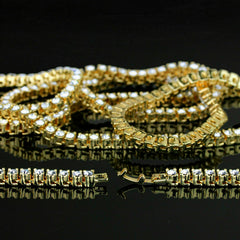 Men's Gold Plated Cz Thick Layer Bull w/ Fully Cz Cuban & Thin Tennis Chain 22"/24"