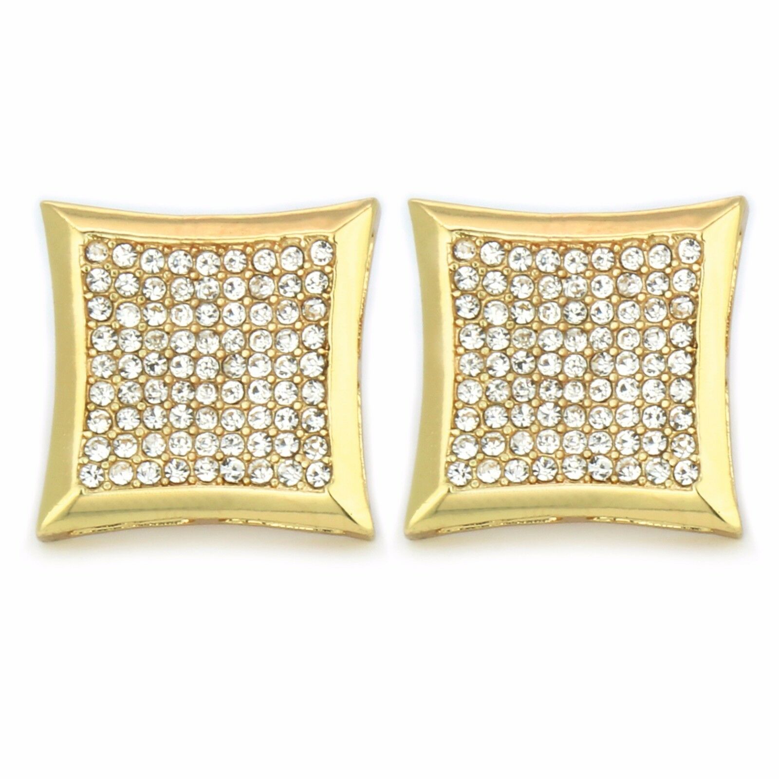 Screw Back Gold Cz Kite 9 Row