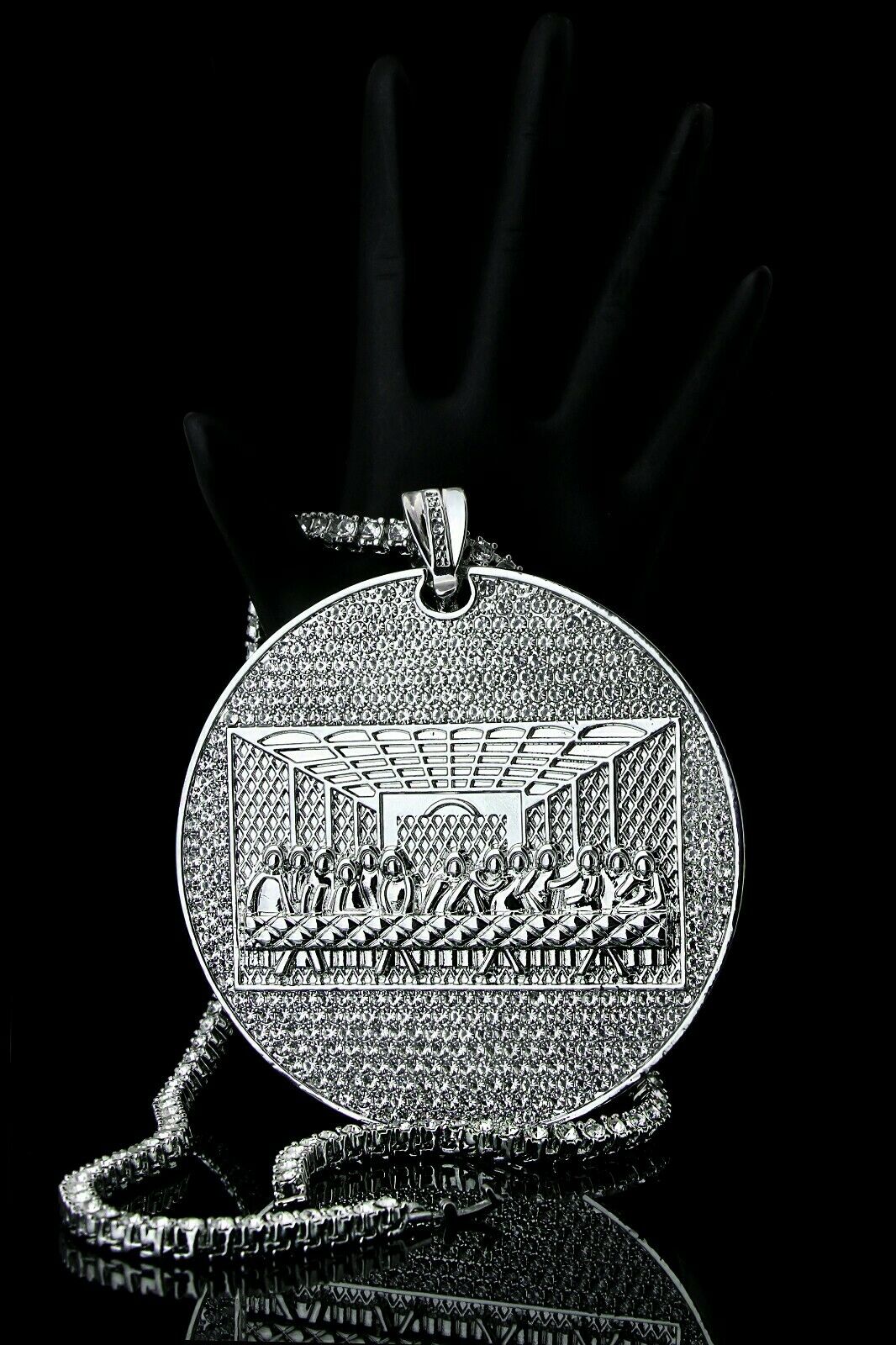 LAST SUPPER PENDANT 18" TENNIS CHAIN WITH GOLD