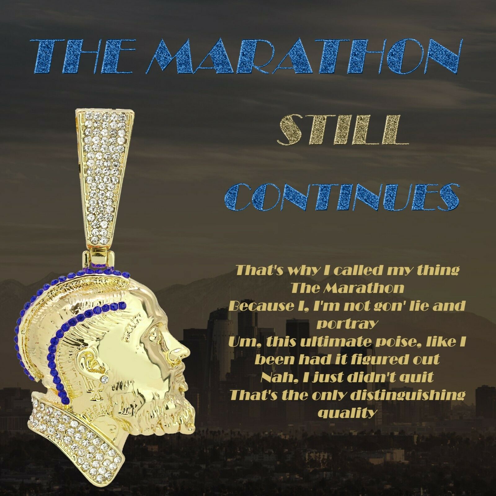 Blue Cz Rapper Face NIpsy Hustler 4 Pcs Set Clear Cz Cuban, Tennis & Rope Chain Bundle Gold PT