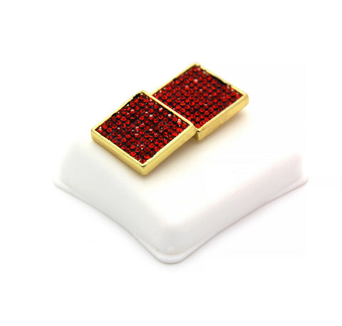 Red Cz Flat Square 10 Row