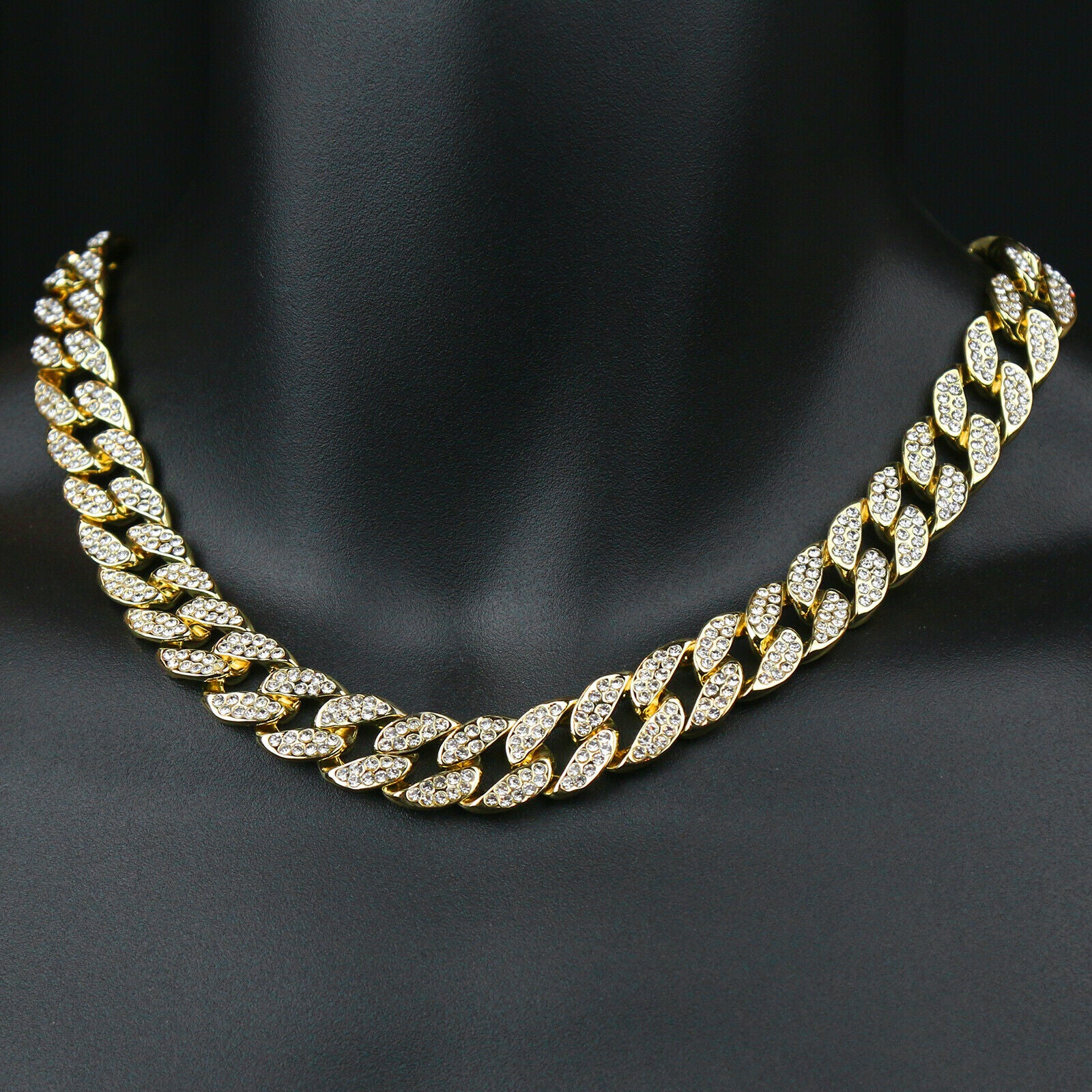 Black Cz Rapper Face NIpsy Hustler 4 Pcs Set Clear Cz Cuban, Tennis & Rope Chain Bundle Gold PT