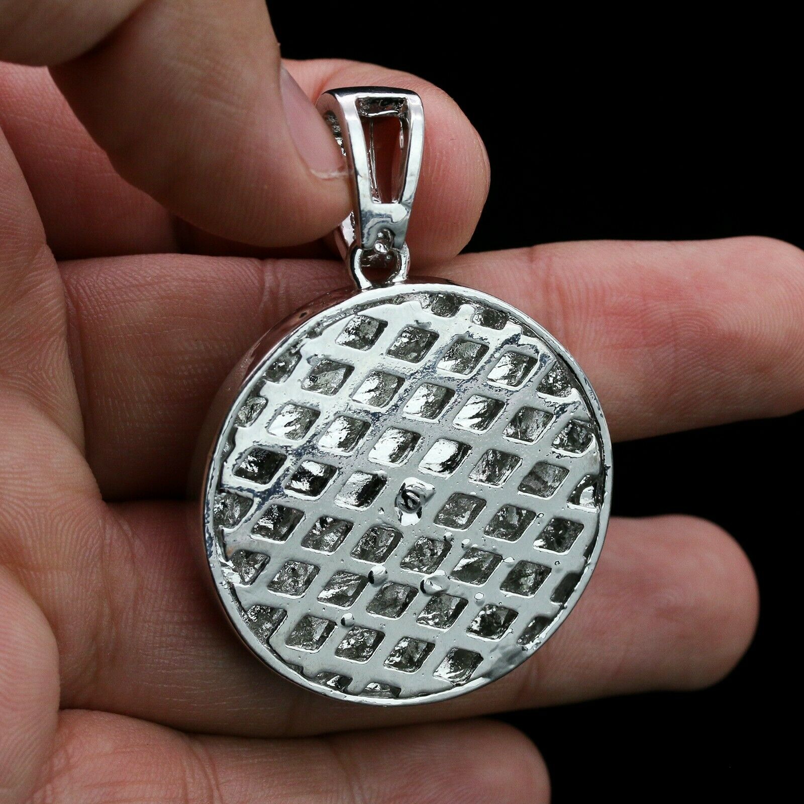 3pc Men's Silver Plated Cz Thick Round Last Supper w/ Cz Cuban & Tennis Chain 18"/20