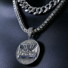 3pc Men's Silver Plated Cz Thick Round Last Supper w/ Cz Cuban & Tennis Chain 18"/20