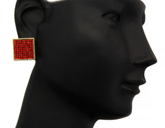 Red Cz Flat Square 10 Row