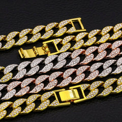 3pc Set Round Pharaoh Gold Pt 18,20" Fully Cz Hip Hop 3 Tone Cuban Choker Chain