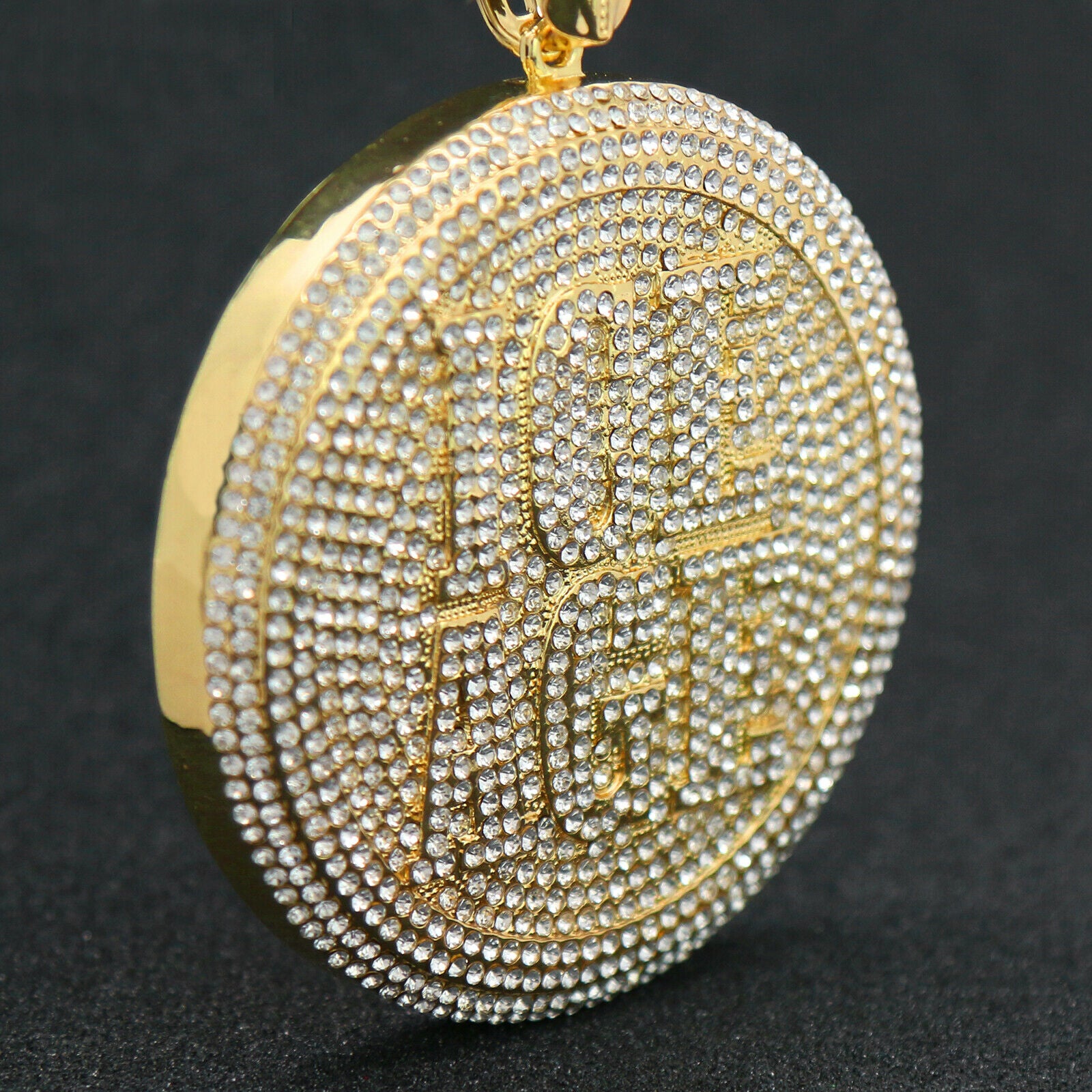 3pc Set – Huge ICE AGE Round Pendant & 3-Tone Iced Cuban Chains 18"/20"