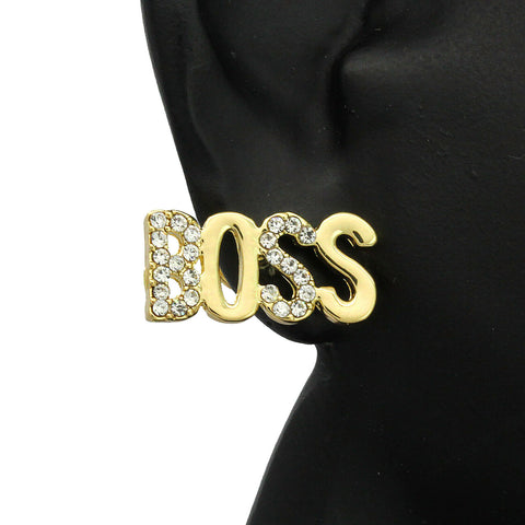 Cz BOSS GOLD FILLED EARRINGS