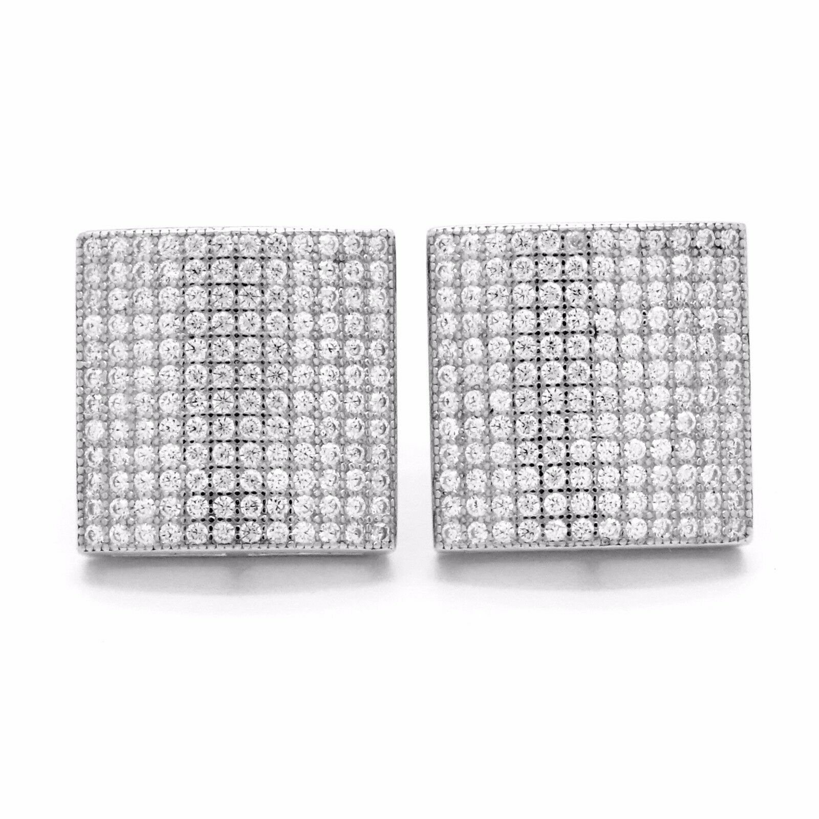 Screw Back Sterling Silver Cz Dome 12 Row