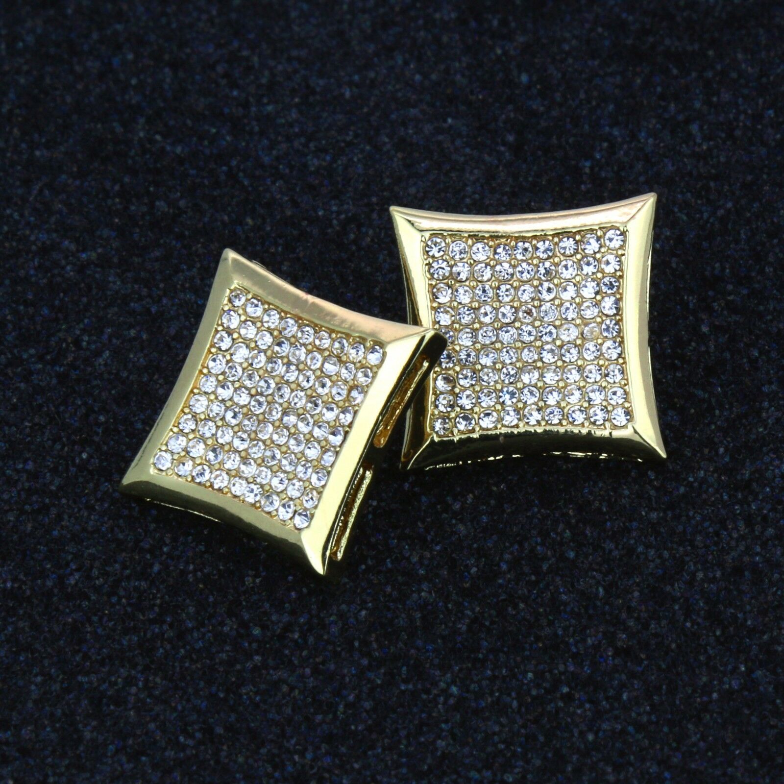 Screw Back Gold Cz Kite 9 Row