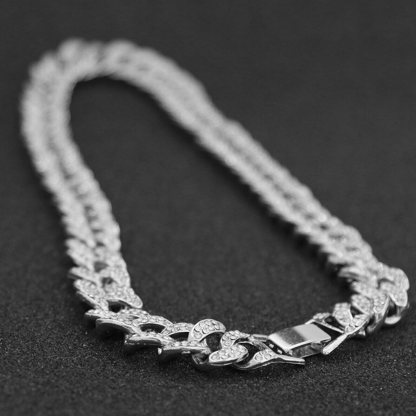 Hip Hop Fully Iced Small Silver Plated BRICK SQUAD ESKIMO Pendant Cuban Chain 18 - 24"