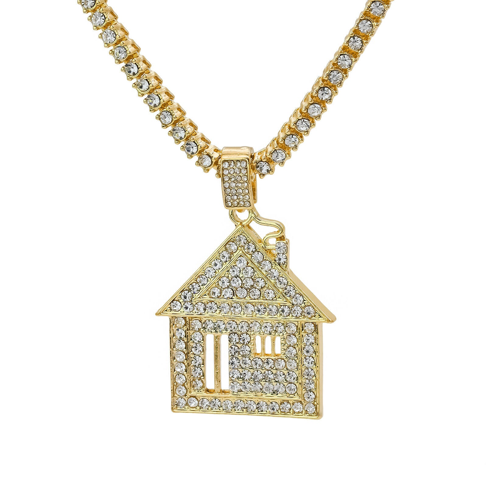 Big House Cz 4 Pcs Set Exotic Cuban, Tennis & Miami Cuban Chain Bundle Gold PT