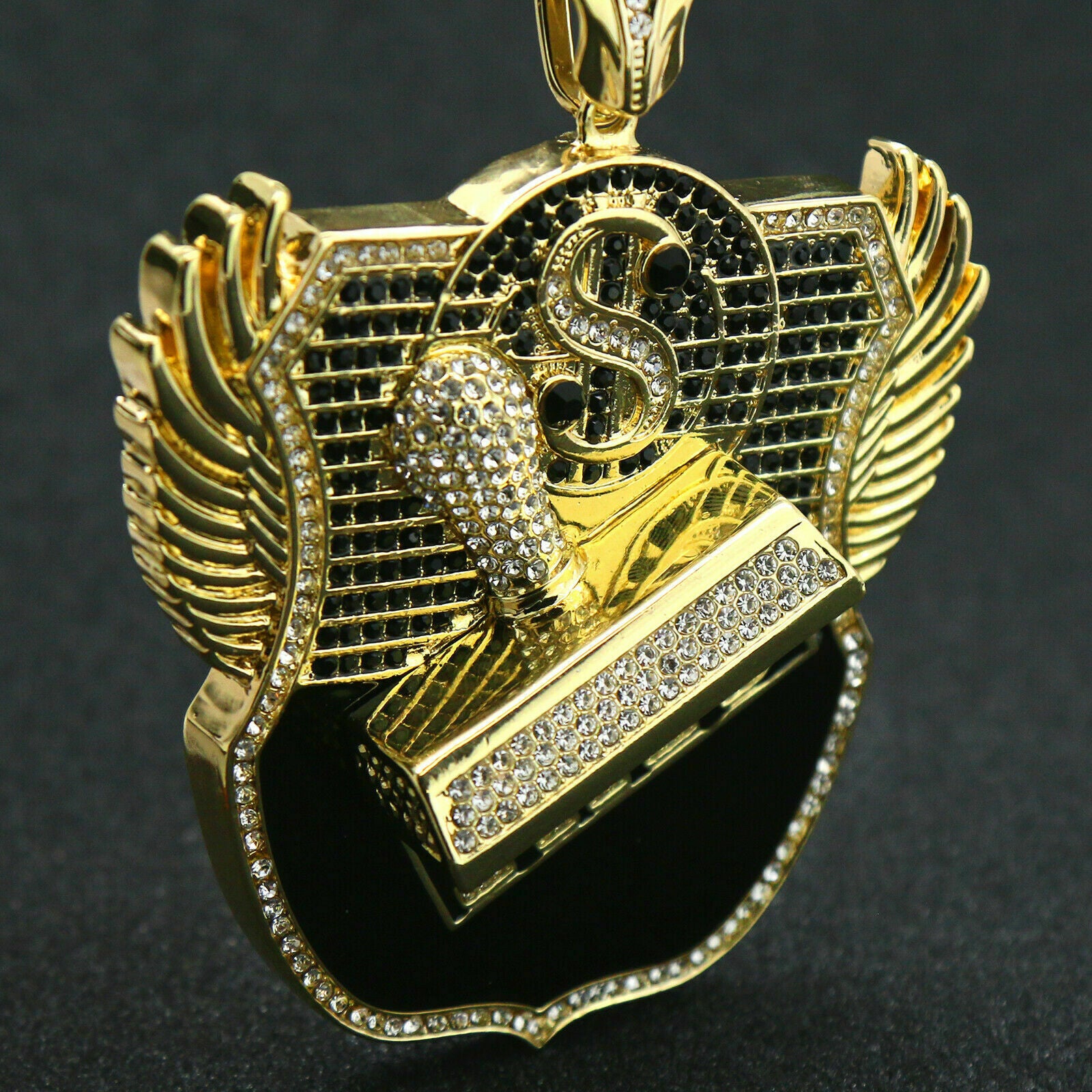 3pc Set – Large Paid Badge Pendant & 3-Tone Iced Cuban Chains 18"/20"