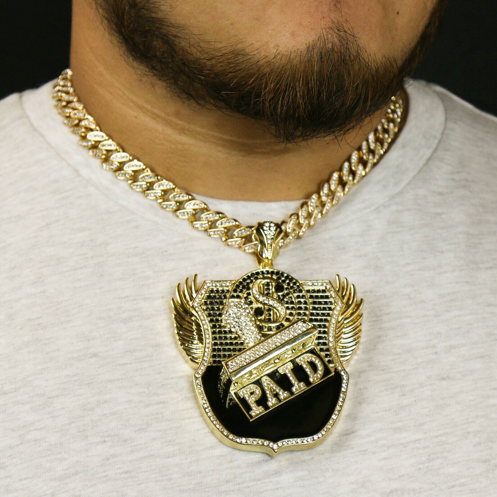 Paid Badge XL Pendant 20" Cuban Chain