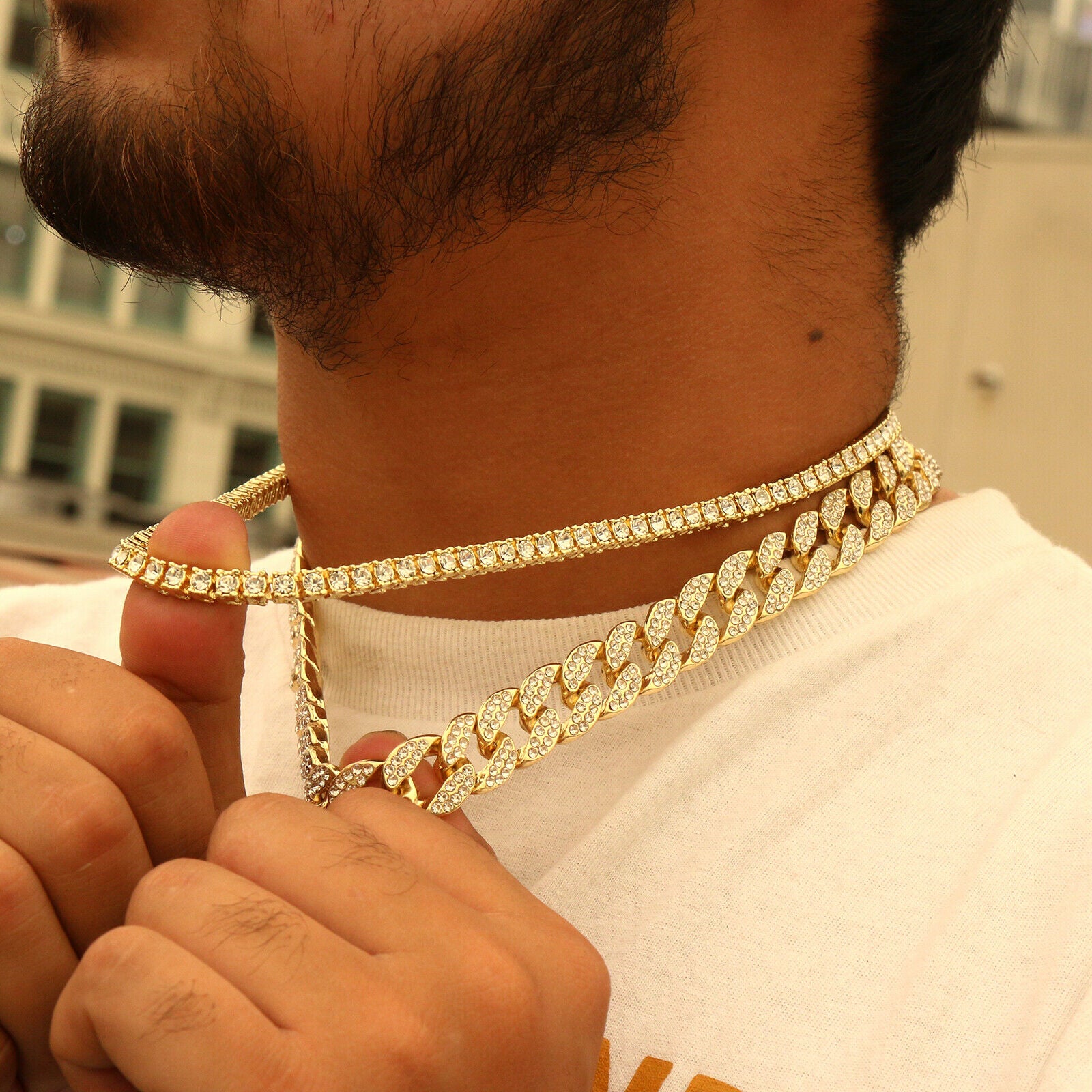 20" Inches Tennis & Cuban Iced Chain Set