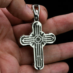 3pc Men's Silver Plated Cz Thick Staple X Cross w/ Cz Cuban & Tennis Chain 18"/20"