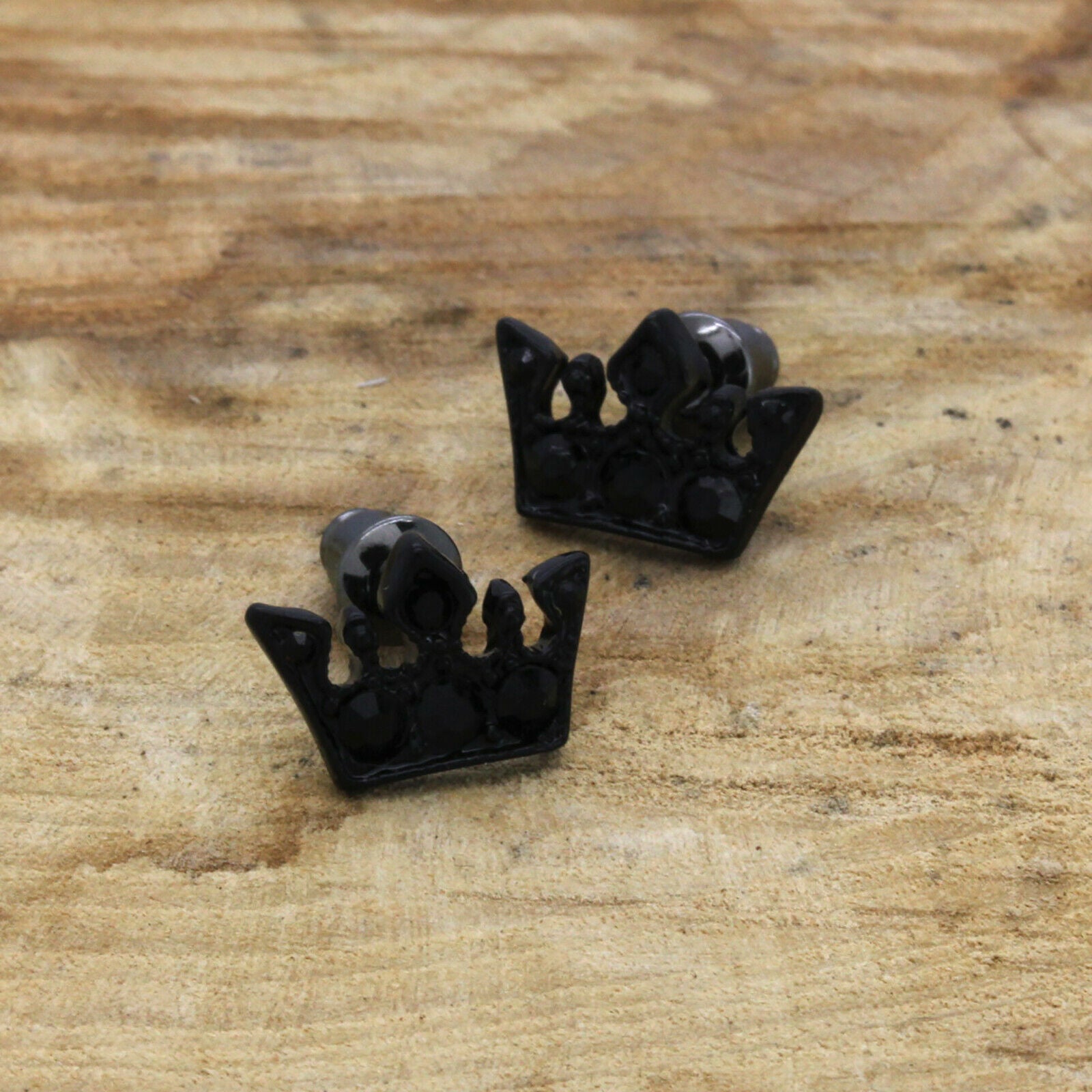 Cz Crown BLACK FILLED EARRINGS