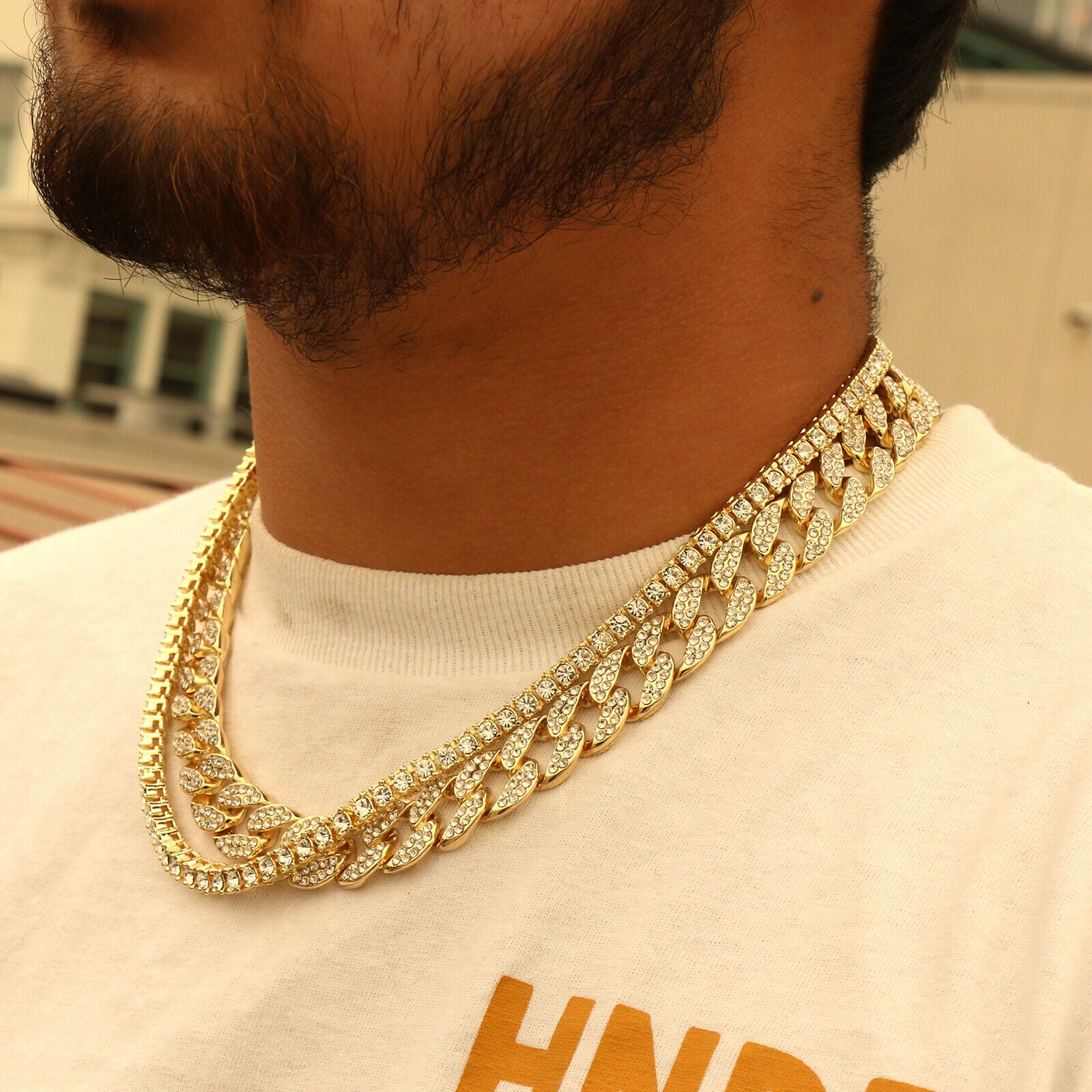 20" Inches Tennis & Cuban Iced Chain Set