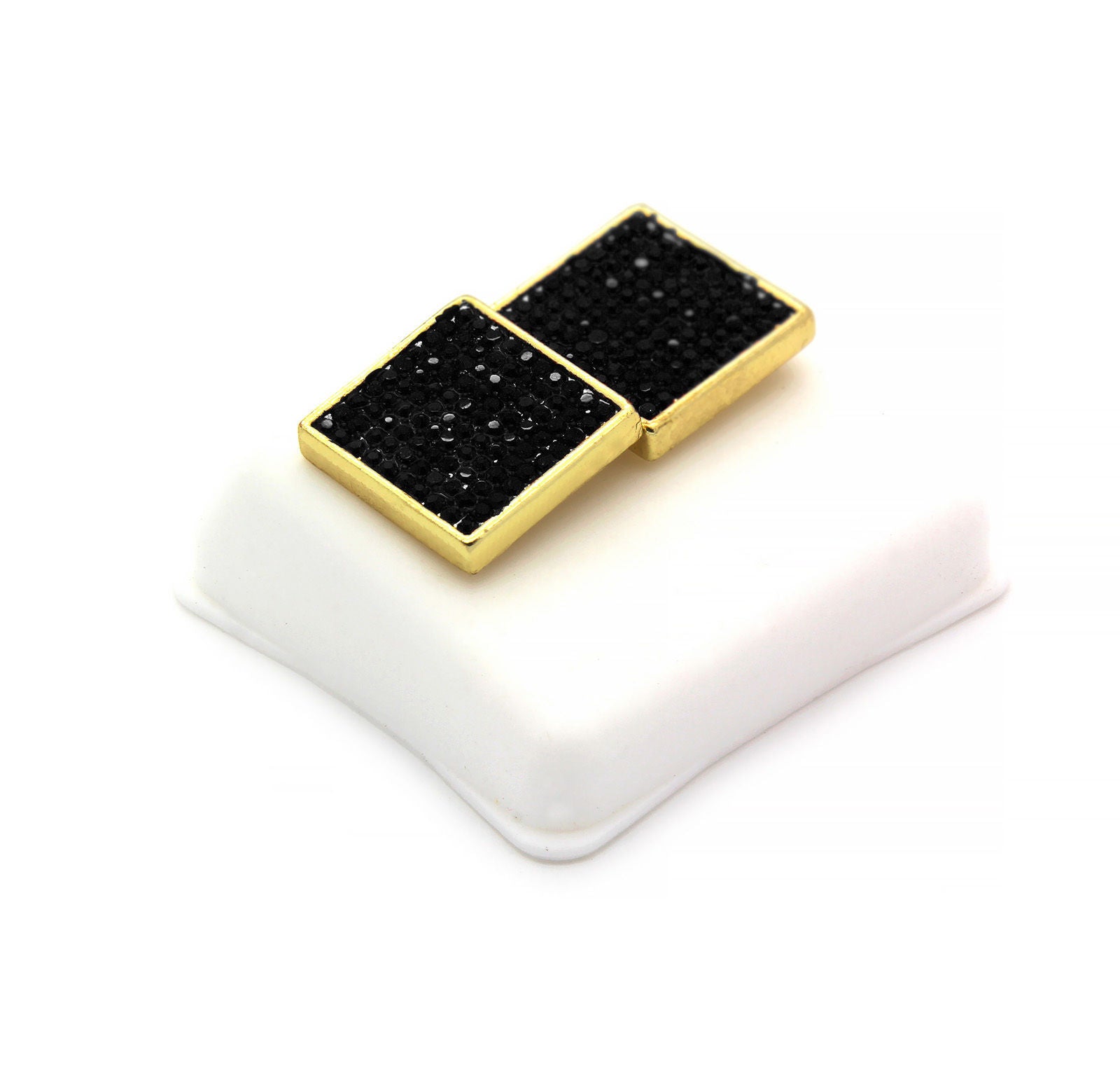 Black Cz Flat Square 10 Row