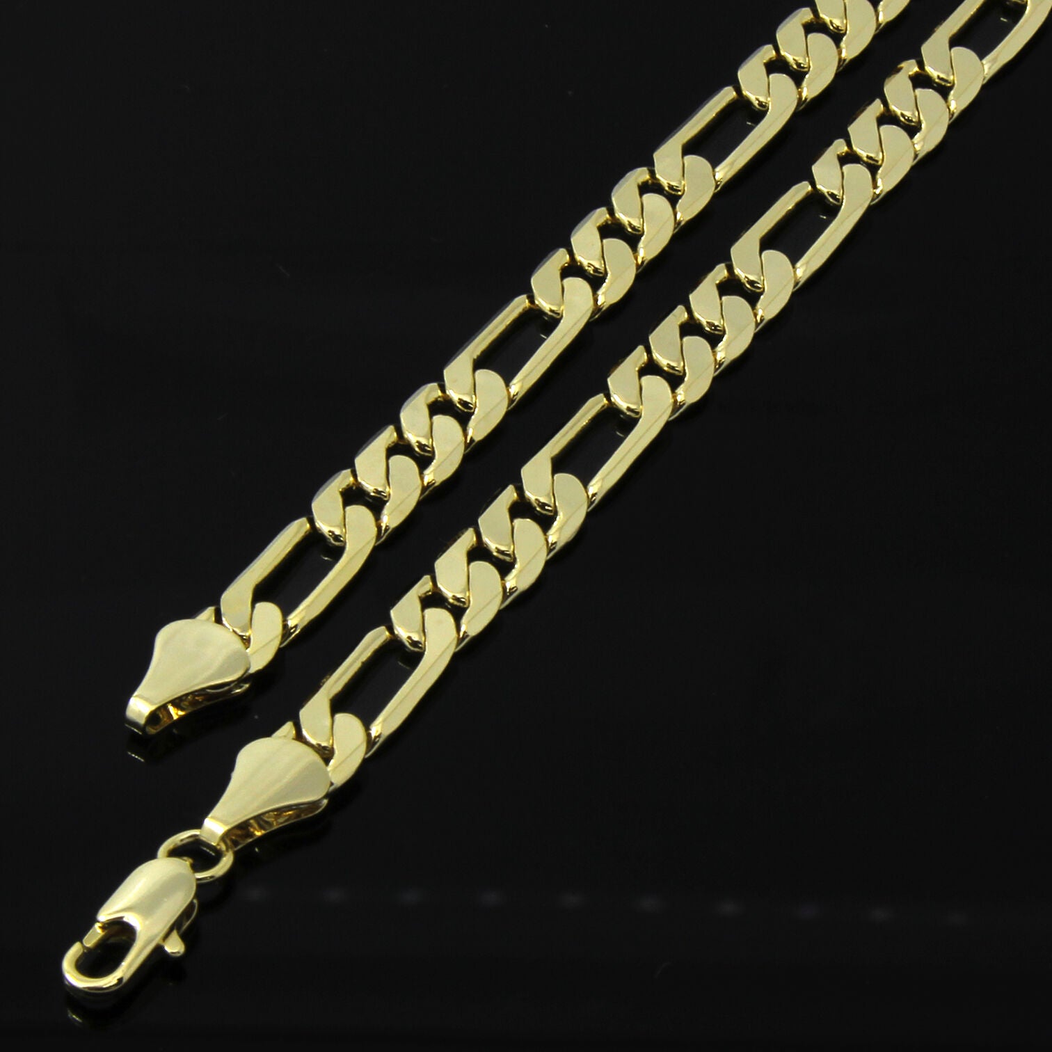 Copy of Exquisite Iced Green Jade Round Shape 14k Gold PT Pendant 18"20" Figaro Chains
