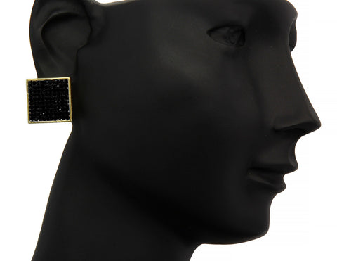 Black Cz Flat Square 10 Row