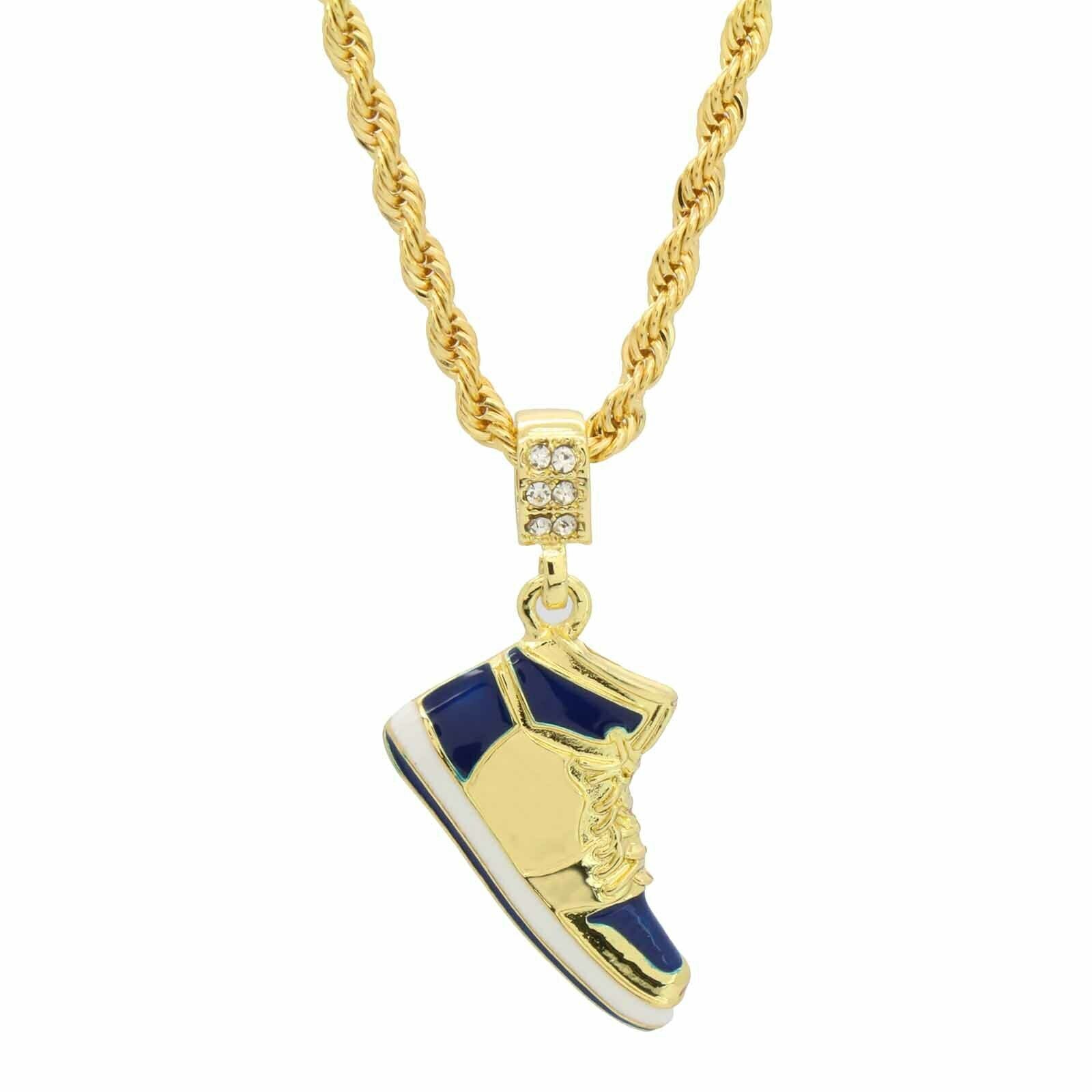 Retro Blue Shoe Pendant 20" Inch 4mm Rope Choker Chain
