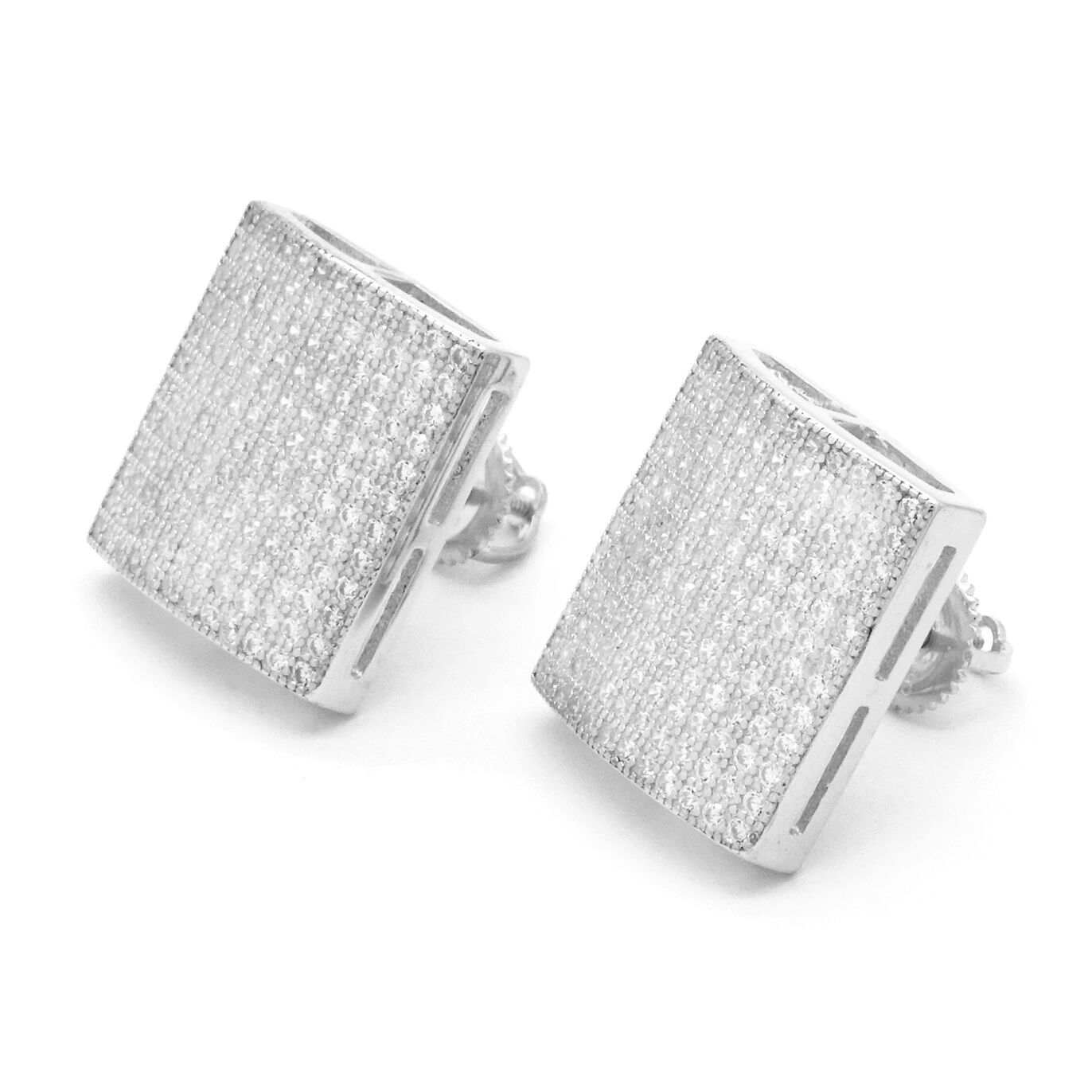Screw Back Sterling Silver Cz Dome 12 Row
