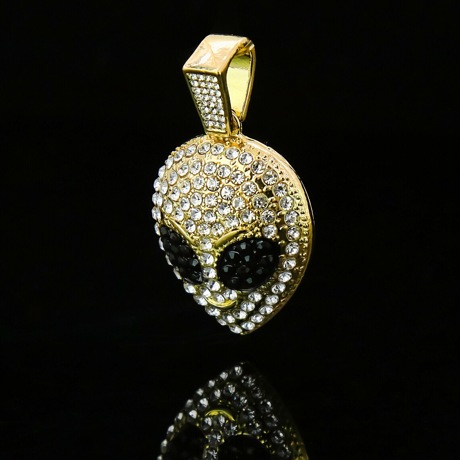 High Fashion Gold Plated AB Cuban Tennis Chains & Cz Alien Head Pendant