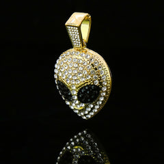 High Fashion Gold Plated AB 2 Row Cuban Tennis Chains & Cz Alien Head Pendant