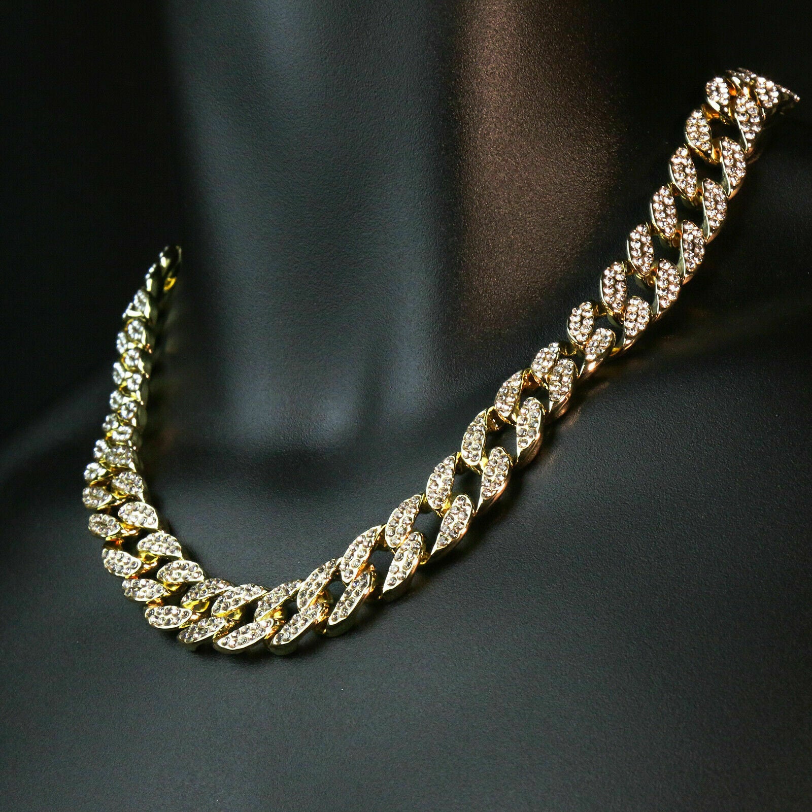 3pc Set Huge HUSTLA Gold Plated 18,20" Fully Cz Hip Hop Cuban Choker Chain