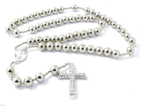 SILVER 15mm  GUADALUPE ROSARY