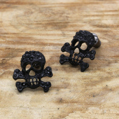 Cz Skull BLACK FILLED EARRINGS