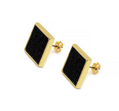 Black Cz Flat Square 10 Row