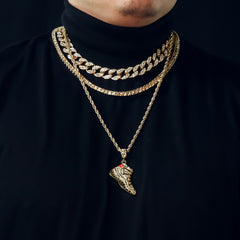 Retro 11 Shoe 4 Pcs Set Cuban, Tennis & Rope Chain Bundle Gold PT