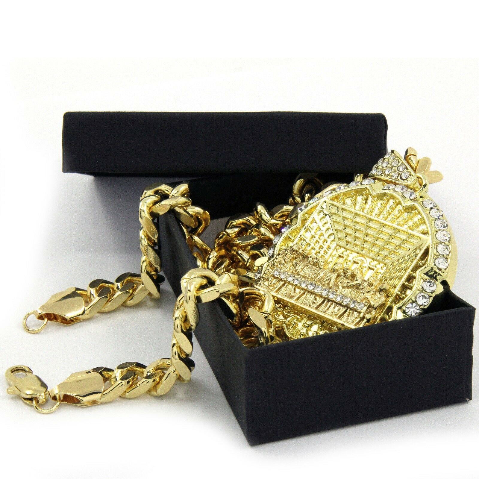 Gold Last Supper Pendant Necklace – 10mm Miami Cuban Link Chain (30")