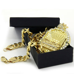 Gold Last Supper Pendant Necklace – 10mm Miami Cuban Link Chain (30")