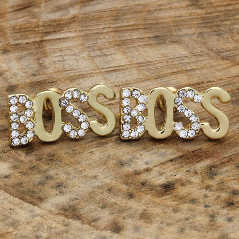 Cz BOSS GOLD FILLED EARRINGS