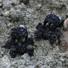 Cz Skull BLACK FILLED EARRINGS