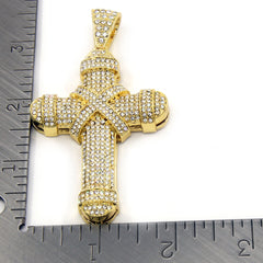 10mm Miami Cuban Link Chain with Iced Out Cross X Cross Pendant – Gold Hip Hop Necklace