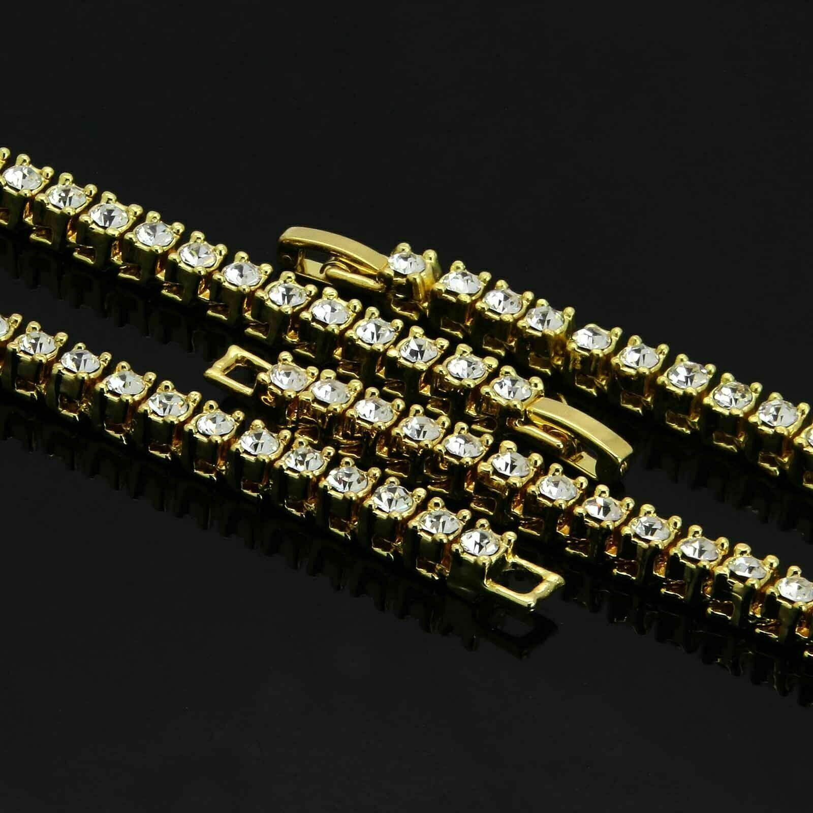 Big House Cz 4 Pcs Set Exotic Cuban, Tennis & Miami Cuban Chain Bundle Gold PT
