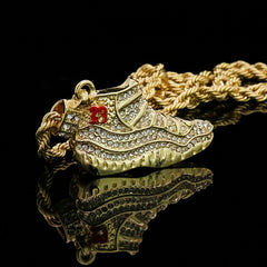 Retro 11 Shoe 4 Pcs Set Cuban, Tennis & Rope Chain Bundle Gold PT