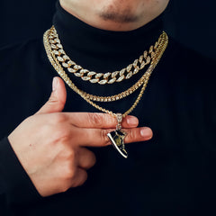 Retro Shoe 4 Pcs Set Cuban, Tennis & Rope Chain Bundle Gold PT