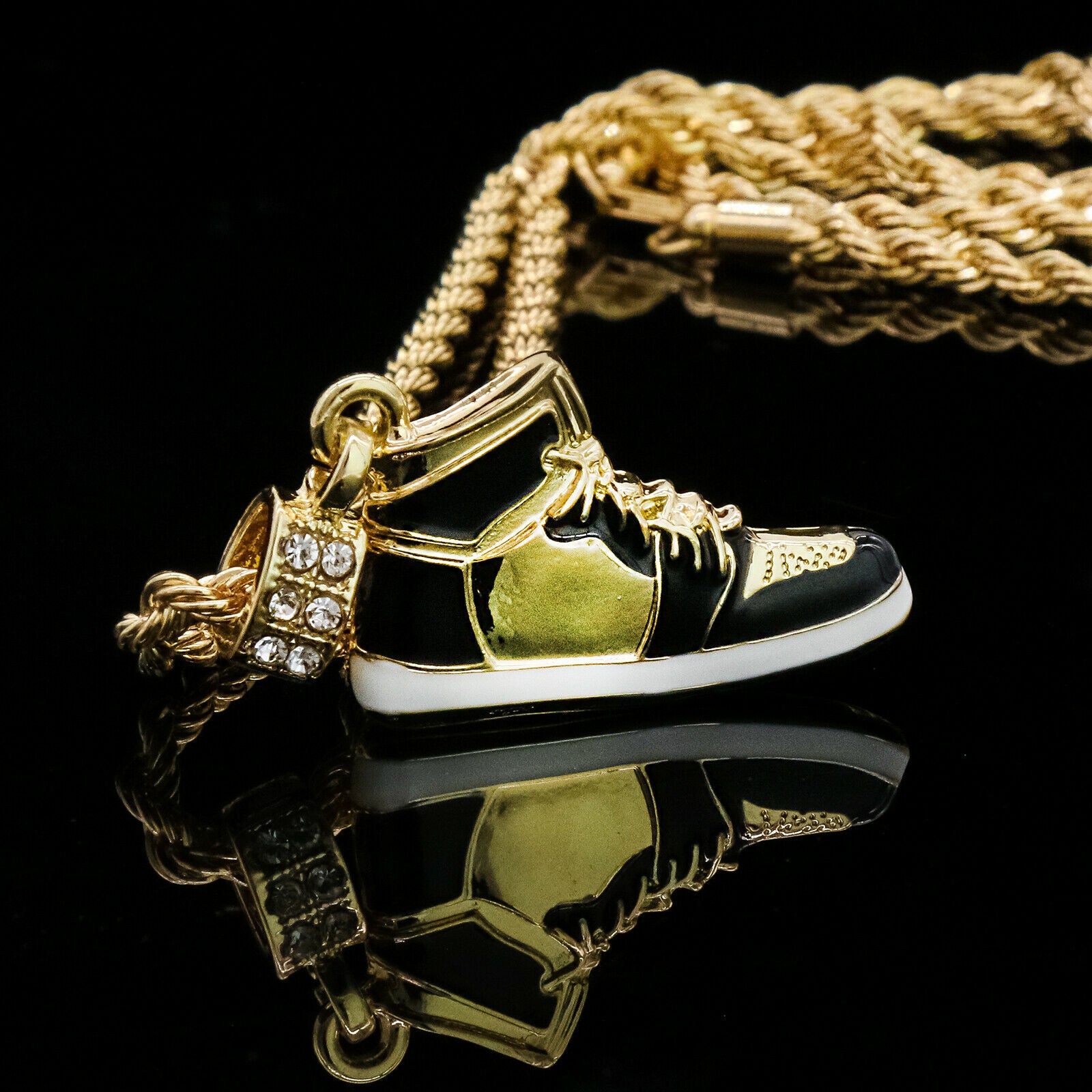Retro Shoe 4 Pcs Set Cuban, Tennis & Rope Chain Bundle Gold PT