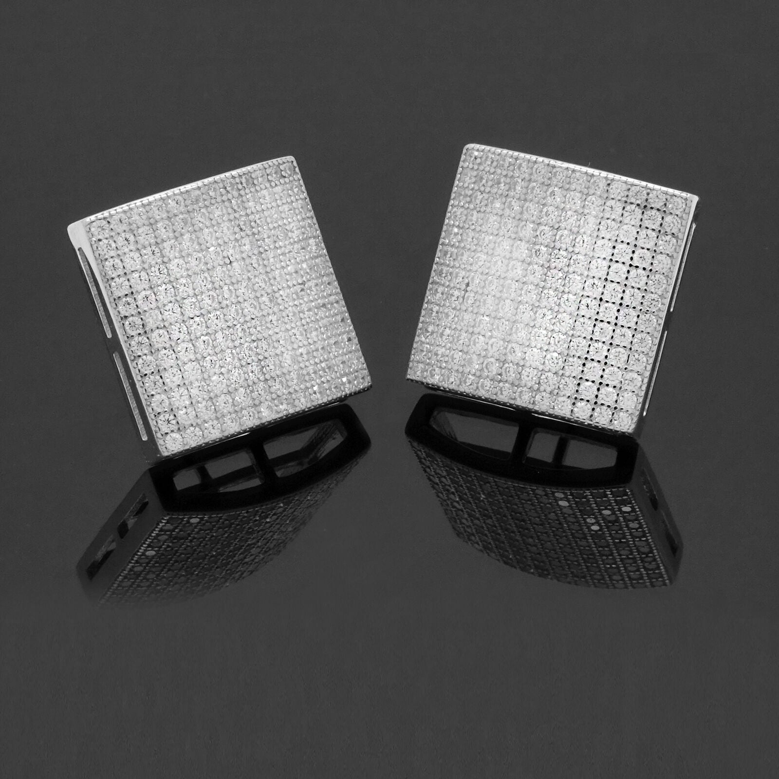 Screw Back Sterling Silver Cz Dome 12 Row