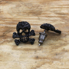 Cz Skull BLACK FILLED EARRINGS