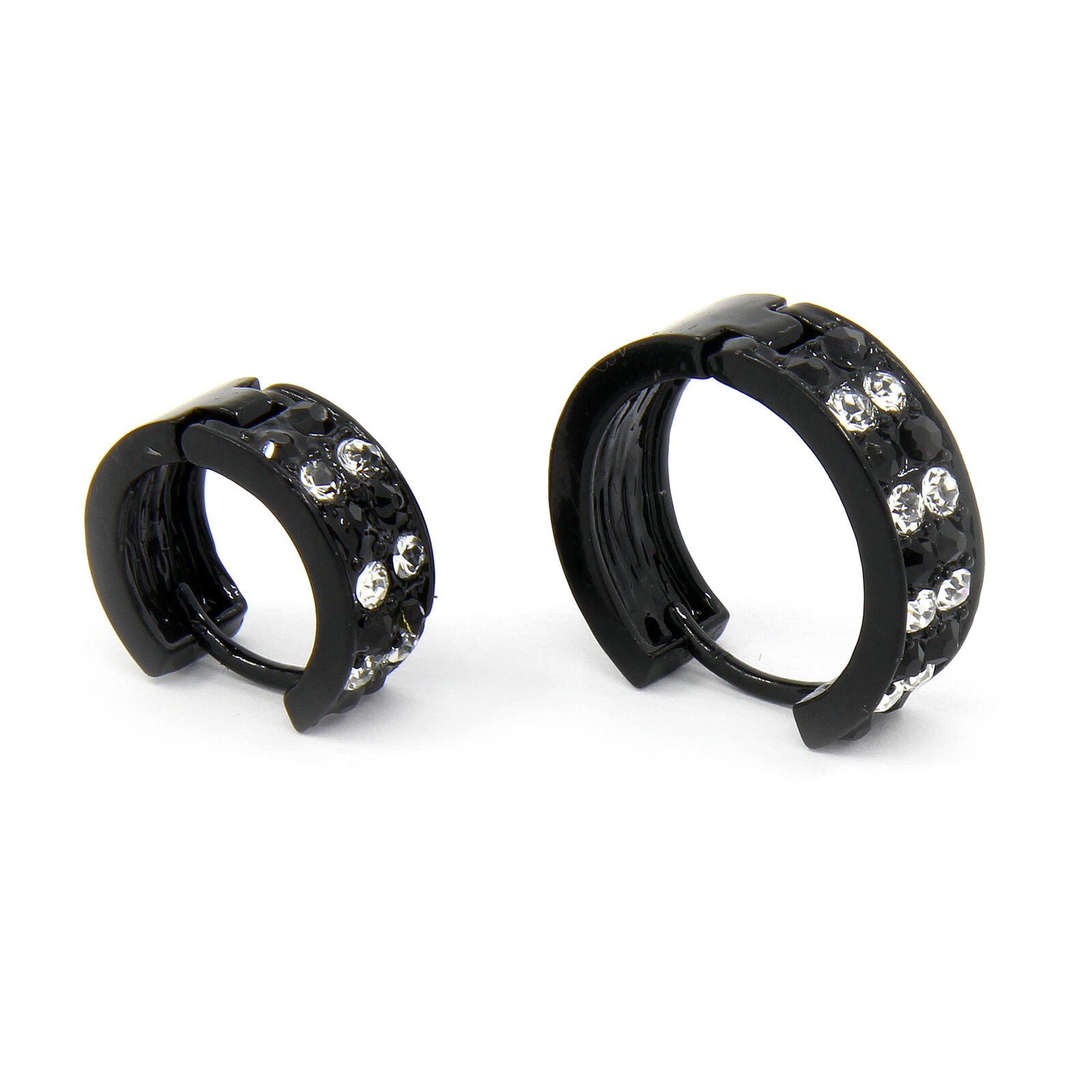 Black & Clear Cz Huggie Hoop